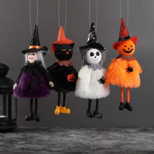 Halloween Pendant Black Cat Pumpkin Witch Ghost Doll Halloween Drop Ornament Halloween Decoration for Home Halloween Decor
