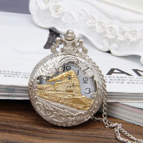 Women men pocket watch Vintage Steam Train Antique Chain Unisex Quartz Locomotive Pendant Pocket Necklace Watch Top Gifts часы