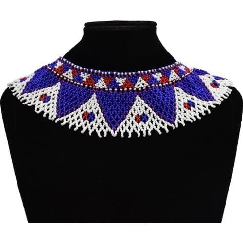 African Jewelry Resin Beaded collier Necklace Ethnic Big Collar Choker Statement Necklace for Women Tribal Bridal Wedding Party