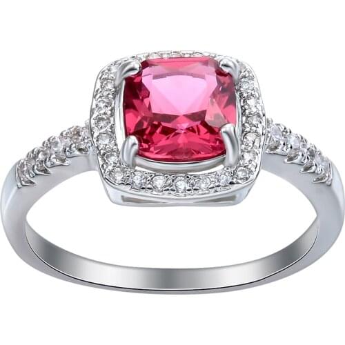 Red rings romantic wedding party jewelry for women pave setting zircon love accessories summer style design