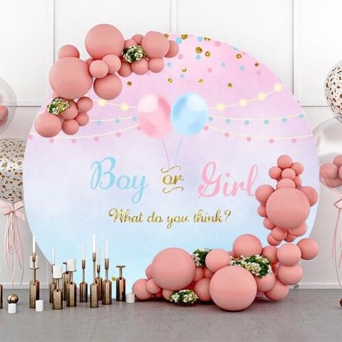 Laeacco Girl Or Boy Newborn Baby Shower Birthday Party Celebration Customized Circle Backdrop Round Photo Background Poster