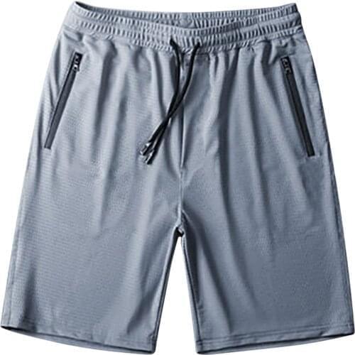 Summer New Mens Casual Trend Loose Quick-Drying Shorts Ice Silk Five-Point Pants Mens Zipper Sweatpants Cool Down -5