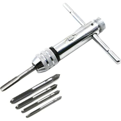 Best Promotion Adjustable M5-M12 3-8mm T-Handle Ratchet Tap Wrench Machinist Tool Reversion With Screw Tap Tool