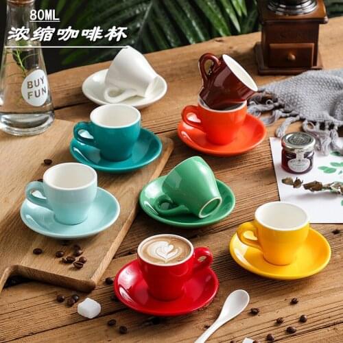80ml Espresso Coffee Cups Set Porcelain Cups and Saucers Home Kitchen Accessories Drinkware Coffe Mugs Ceramic Coffeewear