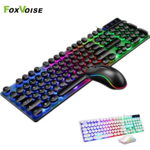 Luminous Gamer Mouse and Keyboard Combo USB Wired LED Backlit With RGB Rainbow Punk Magic Ergonomic PC Gaming Keyboard Mouse Set