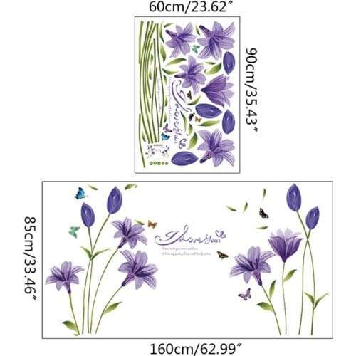 Wall Sticker Home Decoration Fresh Lily Flower Decals Living Room Mural 60x90cm