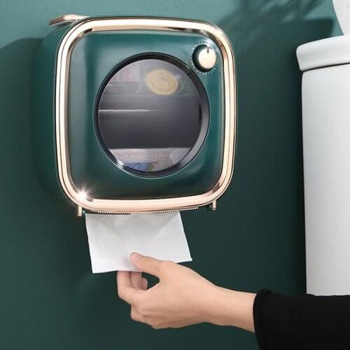 Wall Mount Toilet Paper Waterproof Holder Shelf Creative Tray Tissue Box Home Toilet Paper Tray Roll Paper Tube Storage Box