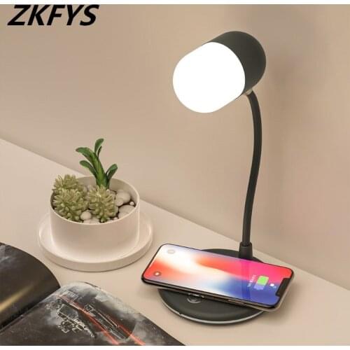 ZKFYS Table Desk LED Lamp Light Qi Wireless Charger For Samsung S10 Fast Desktop Wireless Charging Pad For iPhone 8 X XS Max XR