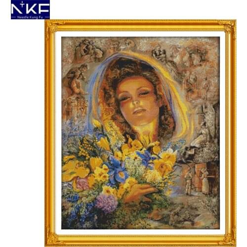 NKF Womens Memories Cross Stitch 14CT 11CT DIY Kits Needlework Cross Stitch Sets for Embroidery Cross Crafts Cross Stitch Kits