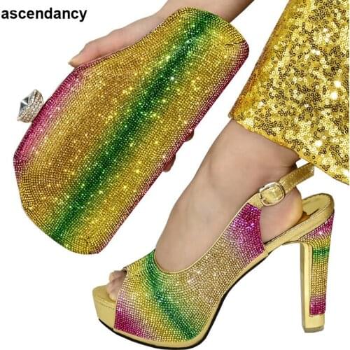 Latest Design Italian Shoes and Bag To Match Wedding Party Wholesale 2020 Wedding Shoes and Matching High Heels Open Toe Sandals