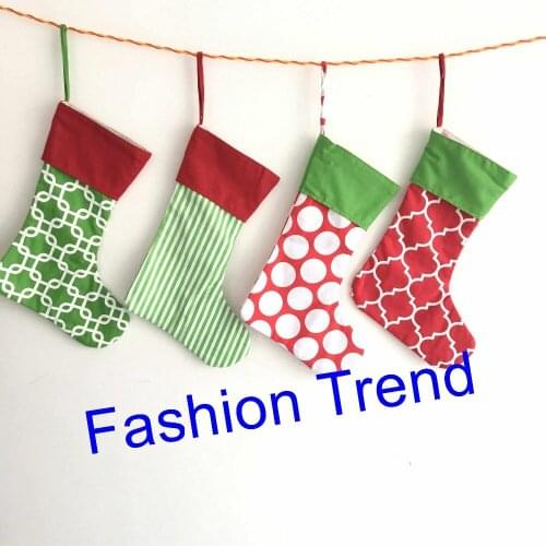 200pcs/lot free shipping 2018 new fashion 4 styles canvas Christmas stocking tree decoration kids toys monogram gift bags