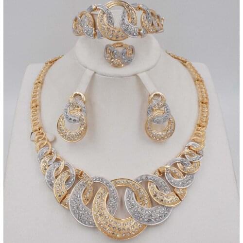 NEW 4SETS Hot sale dubai gold plat High quality Fashion jewelry big set Africa wedding women jewelry set earring