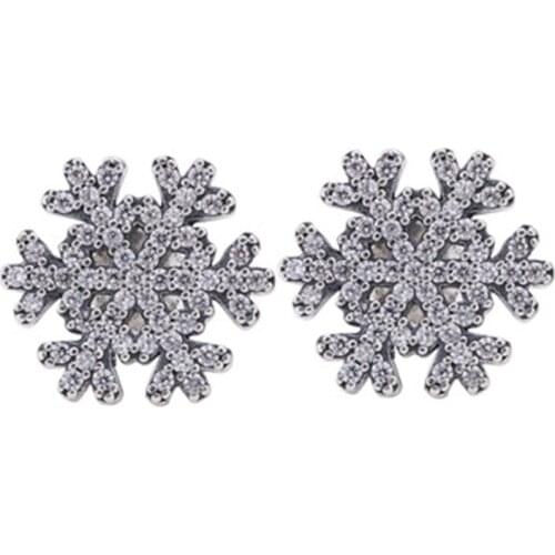 Very Nice Good Quality European Famous Brand Snowflake Design S925 Sterling Silver Earring For Girls