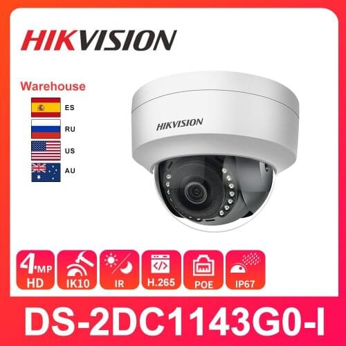 Hikvision Original Dome IP Camera 4MP HD PoE Camera DS-2CD1143G0-I security cctv camera ip67 ik10 TVS lightning protection IPC