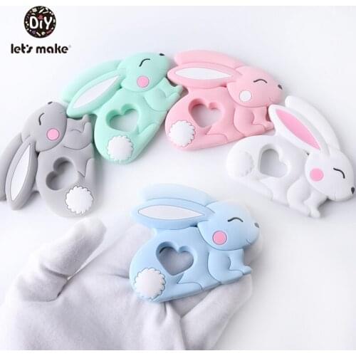 Teethers Baby Silicone Teething Toy Of Cartoon Rabbit Charms Necklace Making New Baby Product Food Grade Patent owner Lets Make