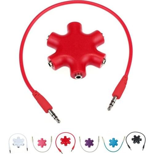Mix Colors 3.5mm Snowflake Shape 5 Way Stereo Audio Splitter Jack Earphone Headphone Adapter To Share Your Music