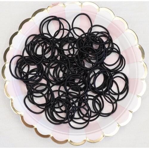 100 pcs/lot 3 CM Cute Colorful Girl Ponytail Hair Holder Hair Accessories Thin Elastic Rubber Band For Kids Black Hair Ties Gum