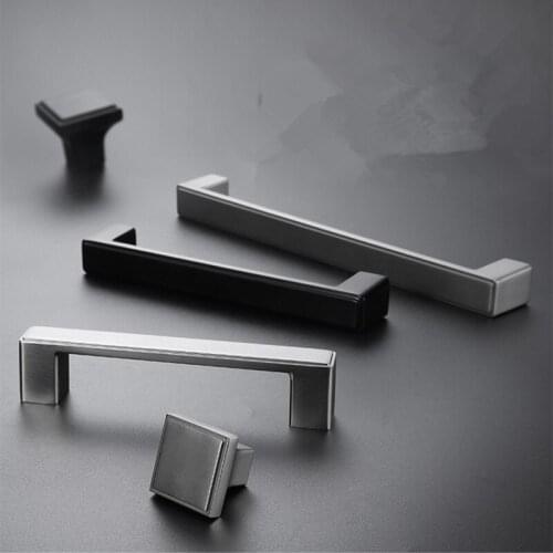 Dresser Knobs Drawer Knob Pull Aluminum Kitchen Cabinet Handles Pulls Black Door cupboard Wardrobe handle Handles for furniture