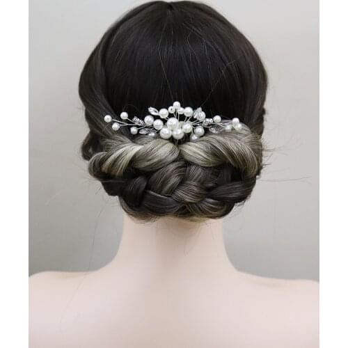 Silver Pearl Bridal Hair Comb Handmade Rhinestone Fashion Women Hair Ornaments Wedding Hair Accessories Party Jewelry