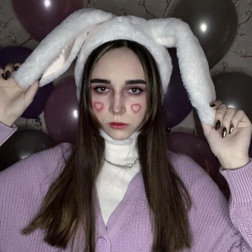 Plush Rabbit Ears Hat Bunny Hood Hat with Earflaps Bunny Ears Hat Party Funny Cosplay Props Women Girls Long Cap Photo Props