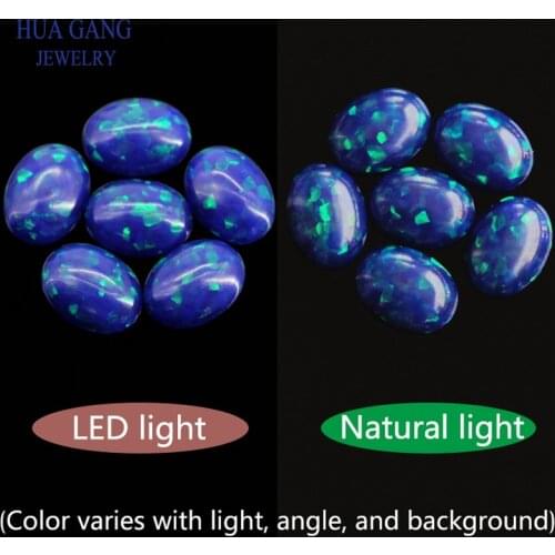 Blue FH09 Opal Loose Stones Oval Shape Base Cabochon Created Opal Beads Semi-Precious Stones For Jewelry Making 3x5mm-10x14mm