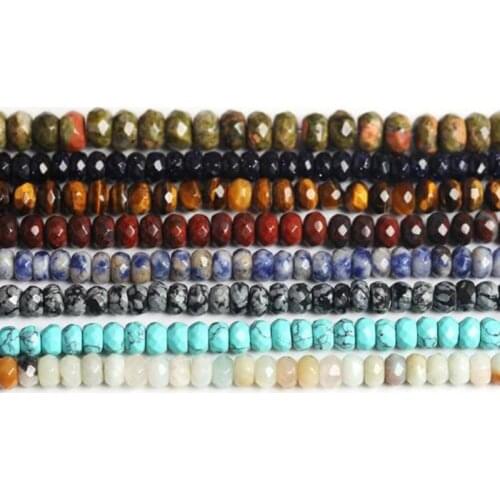 High Quality Natural Stone 4/6/8mm Faceted Rondelle Shape Necklace Bracelet Jewelry DIY Gem Loose Beads 38cm wk164