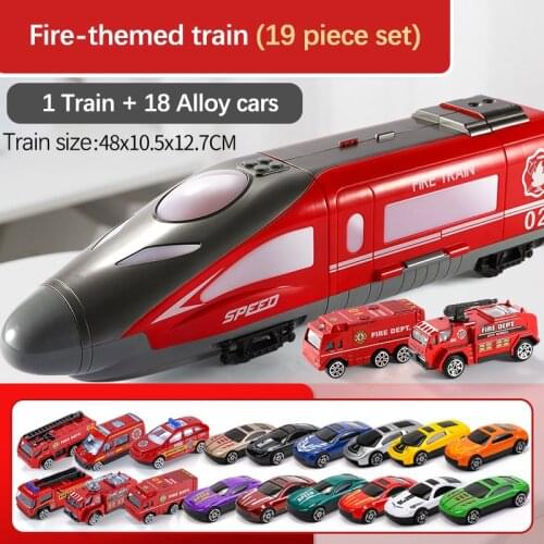 High-speed train toys childrens car model alloy inertia car educational toy car Storage train with Light Music Educational Toys