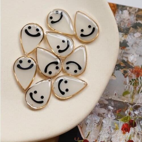 Japanese water drop smiley little ghost pendant super cute and cute earrings earrings diy handmade accessories jewelry materials