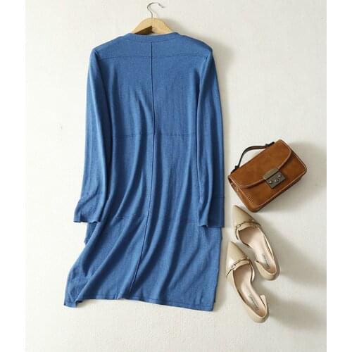 Silk&Cashmere&Cotton blend Long sweaters Thin Cardigans Plus size Spring Autumn clothes for women Loose cardigan knit top women