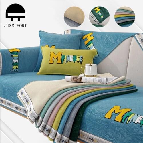 1pcs Sofa Towel Solid Color Plush Couch Cover Seat Cushion Bay window Mat European Leather Sofa L Corner Non-Slip Chair Covers