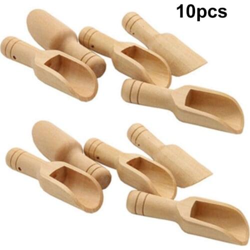 10pcs Small Little Mini Wooden Scoop Honey Coffee Condiment Spoon Teaspoon Bath Salt Sugar Spoon Teaware Accessories
