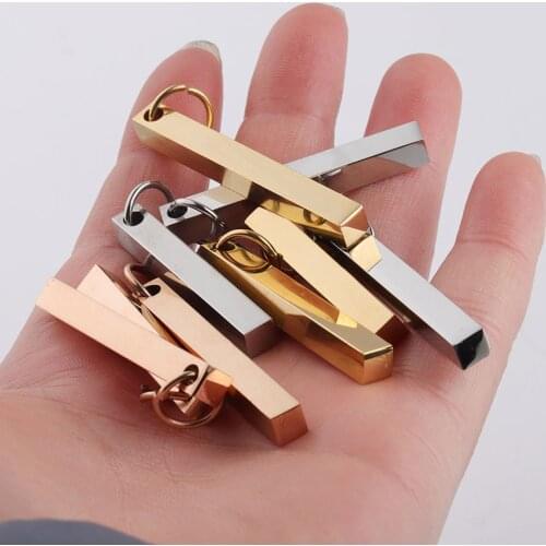 100% Stainless Steel Blank Bar Pendant For Engrave Metal Rectangle Tag Mirror Polished Wholesale 10pcs