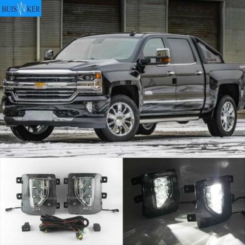 2Pcs Car Front Fog Lights Bumper Daytime Running Driving Lamps for chevrolet Silverado 1500 2016 2017 2018