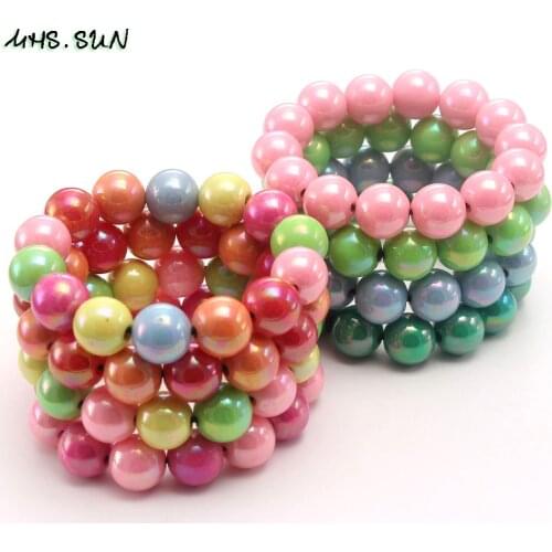 MHS.SUN Newest Children Girls Jewelry DIY Beaded Bracelets Colorful Miracle Beads Bracelet Elastic Bangles For Party Gift 3PCS
