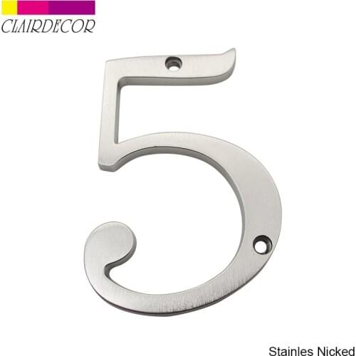 4 in Sold Zinc Modern House Number Hotel Home Door Number Outdoor Address Plaque Zinc Alloy Number for House Address Sign #5