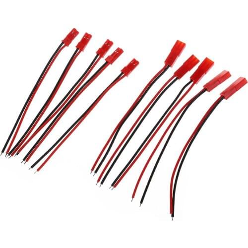 Top quality 5 Pairs 22AWG 100mm Cable w 2Pin JST M F Plug for RC Battery Motor Connection