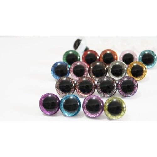 500pcs/lot new style 14mm 3D clear glitter safety toy eyes+ glitter fabric+washer for diy plush toy doll--18 colors option--N18