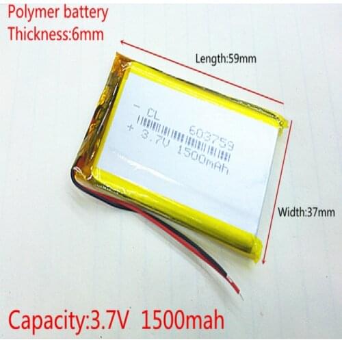 603759 3.7V 1500mah Lithium polymer Battery With Protection Board For MP3 MP4 MP5 GPS Glass Digital Product Free Shipping