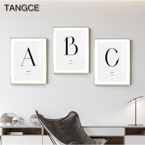 Abstract Alphabet Canvas Painting Modern Nordic Bright Poster Print HD Wall Art for Living Room bedroom Tableaux Cuadros Salon