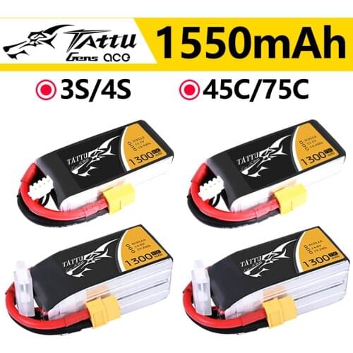 ACE Tattu FPV LiPo Rechargeable Battery 3S 4S 1550mAh 45C 75C 1P for RC FPV Racing Drone Quadcopter