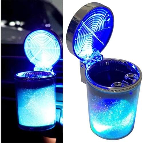 Car Ashtray LED Light Cigarette Cigar Ash Tray Container Smoke Ash Cylinder Smoke Cup Holder Storage Cup Auto Accessories