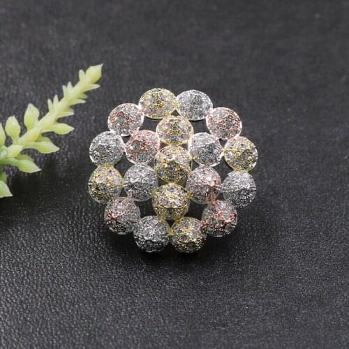 Vanifin Fashion Jewelry Exquisite Full Ball Crowd Brooch Pin for Engagement Wedding Micro Paved Zircon Popular Gifts