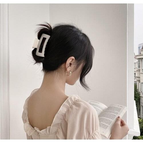 Elegant Women Large Hair Claws Crab Rectangle Acrylic Resin Acetate Leopard Print Hair Clips Geometric Hairpins Hair Accessories