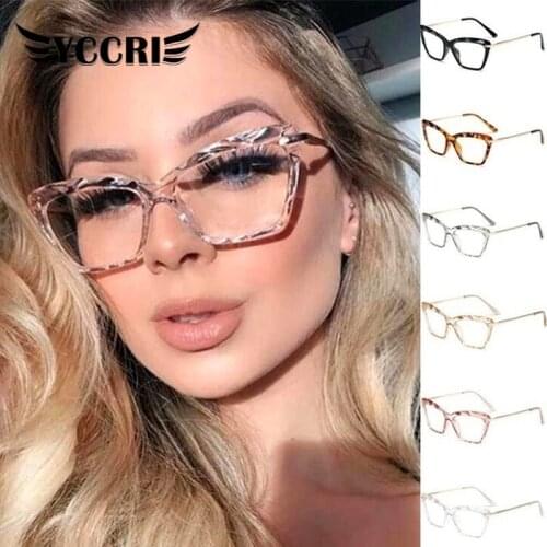 EyewearFashion Square Cat Eye Eyeglasses Women Multi-section Trending Brand Design Optical Computer GlassesOculos De Sol Okulary