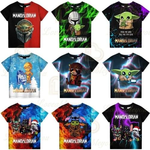 Disney Wars T Shirt Men Short Sleeve Cool Mens T-Shirt Funny Breathable Mandalorian Printed T Shirt Male Casual Streetwear Tops
