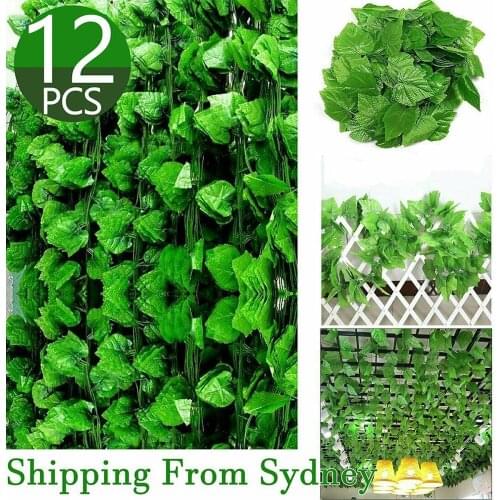 12pcs/bag 2.3m Green Artificial Ivy Vine Garland Plants Vine 20 Fake Leaves DIY For Home Office Decoration Garden Party Decor