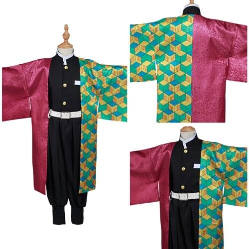 Anime Demon Slayer: Kimetsu no Yaiba Tomioka Giyuu Cosplay Costume Kids Kimono Outfits Halloween Carnival Suit Boy Gift