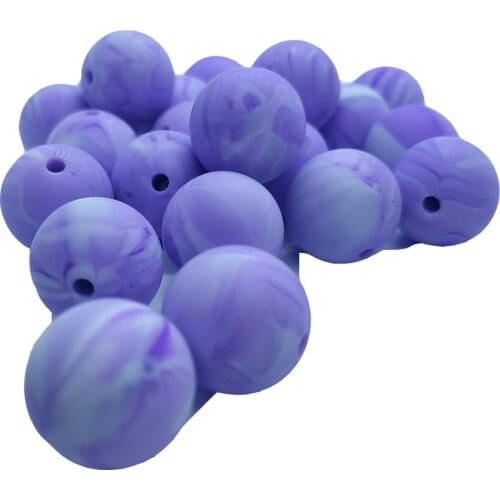 Mable Purple Color Food Grade Silicone Round Bead 12/15mm Baby Teether Necklace Toy DIY Pacifier Chain Care Baby Teether Product