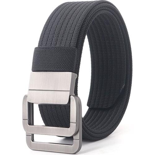 Flying Art Mens Nylon Casual Herringbone Belt Pistol Double Ring Buckle Quick Release Youth Fashion Ladies Wild Belt