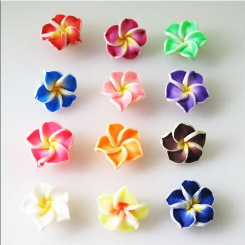 Fashion 30Pcs Mixed Handmade Clay Flower Spacer Beads Charms 12mm